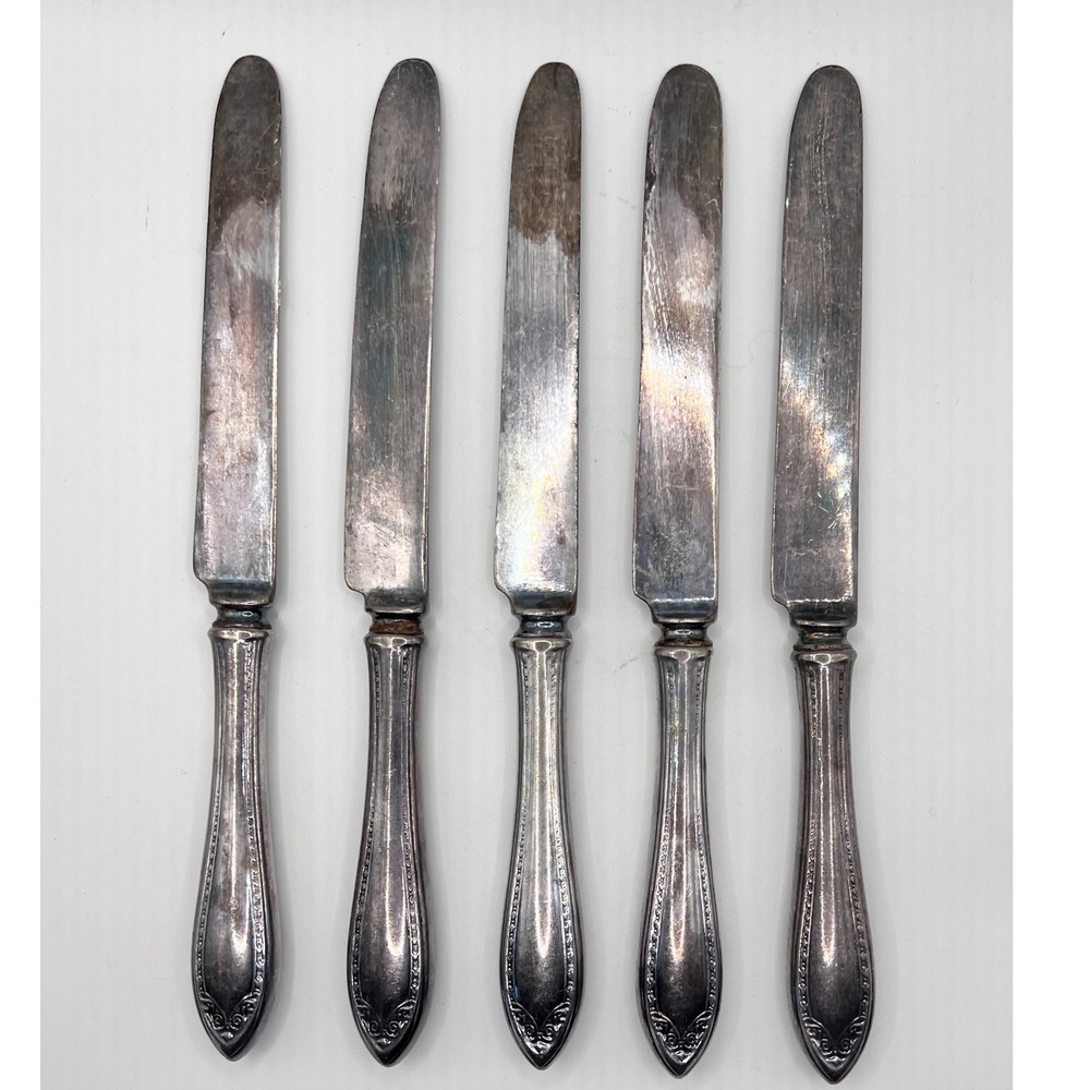 Community silver plated dinner knives 8.25in silver fair Sheraton 1910 Set of 5